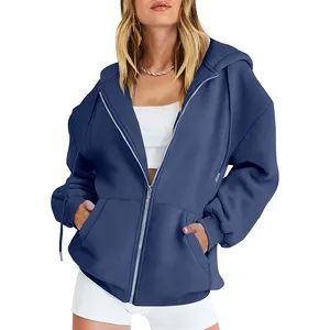 Y2K Fabricants de vêtements personnalisés surdimensionnés sweats à capuche zippés automne hiver vestes décontractées à cordon pour femmes