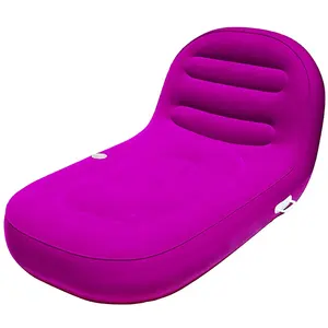 Fabriek Op Maat Gemaakte Gevlokte Zon Comfort Koele Suède Chaise Lounge Opblaasbare Grote Zwembad Ligstoel