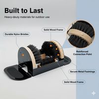 Grattoir et nettoyeur de bottes robustes pour l'extérieur avec manche en bois et poils en nylon - Durable pour la boue/la saleté/la neige 9,6x6,1x4,7 pouces