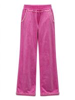 Ensemble de survêtement femme 380 GSM 100 % coton délavé à l'acide, avec sweat à capuche zippé orné de perles et pantalon évasé, personnalisé, effet vintage