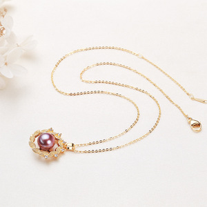 สร้อยคอไข่มุกน้ำจืดสีชมพูม่วง จี้ไข่มุก  ชุบทองแดง  งานใหม่ปี 2022  ของ Edison Pearl Jewelry  ไลฟ์สด - Product Image 4