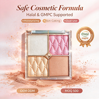 Palet Bedak Padat Highlighter Logo Kustom Pesanan Kecil Pigmentasi Tinggi Berkilau Wajah Bercahaya Tahan Air Tahan Lama Kosmetik Vegan