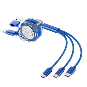 Cavo USB-<span class=keywords><strong>C</strong></span> <span class=keywords><strong>3</strong></span>-in-1 Retrattile Personalizzato con Logo, per Ricarica Rapida e Trasferimento Dati, Conduttori in Rame Puro, 60W - Product Image 3