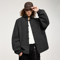 Veste décontractée pour homme QUICKSHOW, style néo-chinois, avec col montant, poche à carreaux et logo frontal, streetwear fin