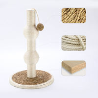 Griffoir pour chat en bois Pawise Premium, durable, stable, en forme de gourde, avec corde en sisal et boule suspendue
