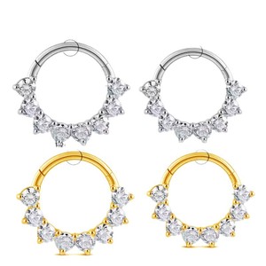 Anneaux de nez en titane G23 avec design couronne en zircon pour bijoux de piercing au nez ASTM F136 - Product Image 5