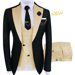 <span class=keywords><strong>Costume</strong></span> de mariage/affaires haut de gamme pour <span class=keywords><strong>homme</strong></span>, coupe ajustée, <span class=keywords><strong>avec</strong></span> revers châle et gilet de smoking, personnalisable en gros - Product Image 4