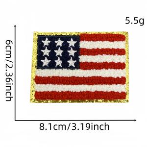 Patch en chenille personnalisé à motif de drapeau, lettre en forme de cœur, petit, à repasser, patchs en chenille pour vêtements, MOQ faible - Product Image 4
