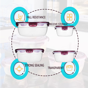 Modern BPA-Free Round Reusable PP Kitchen Food Storage <b>Containers</b> Set Airtight Leakproof Stackable Microwave Dishwasher Safe - Product Image 3