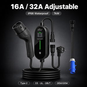Caricatore EV Portatile da 7kW Direttamente dalla Fabbrica, Tipo <span class=keywords><strong>2</strong></span> Tipo 1 GBT, Corrente Regolabile, EVSE Sicuro e Veloce, Adattatori <span class=keywords><strong>Schuko</strong></span> NEMA, OEM ODM - Product Image 1