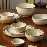 Vaisselle en céramique vintage, plats de forme irrégulière déformés au four, assiettes en porcelaine, bols, assiettes à sushi/sashimi/steak, hôtels