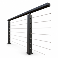 Système de garde-corps en câble d'acier inoxydable noir pour terrasse, balcon, porche, escalier, balustrade moderne facile à installer