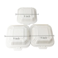 Boîte à lunch jetable en plastique, 6 pouces, biodégradables, puce de maïs, à emporter pour hamburger, offre spéciale
