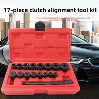 CIHOO Kit d'outils universels d'alignement d'embrayage 17 pièces en acier à haute teneur en carbone, multi-tailles, pour réparation de transmission automobile, avec rangement, rouge