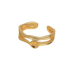 Anillo de Plata S925 para Perlas Sueltas, Soporte para Perlas de 6-9mm, Diseño Ondulado Cepillado, Modelo 5611 - Product Image 5