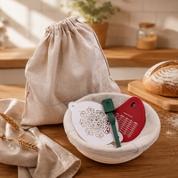 Prix d'usine – Ensemble de paniers à pain en rotin naturel de qualité supérieure, kit de levage traditionnel avec lame à pain, racloir à pâte et brosse
