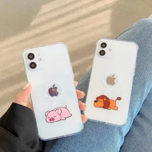 Funda transparente a prueba de golpes para iPhone 11 Pro Max, funda bonita de León y cerdo