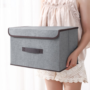 Fabric Storage Box Rectangle Foldable Cloth Organizer For Clothing Toys <b>Wardrobe</b> Gray Green Beige <b>Set</b> - Product Image 2