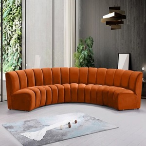 Custom Semicircular 6-Seater Modular <strong>Sofa</strong> Corner Seating Midnight Blue Modern Design Durable Commercial Use Hotel &amp; Mall <strong>Sofa</strong> - Product Image 5