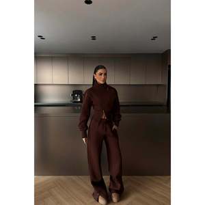 Ensemble de survêtement en velours marron avec fermeture éclair, respirant, décontracté, pour l'hiver, jogging, taille XL, imprimé par sublimation, logo uni - Product Image 4