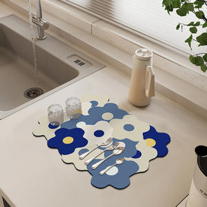 Tapis d'évacuation pour comptoir de cuisine, forme originale, antidérapant, absorbant, pour zone d'évier, style moderne, fibre de polyester - Product Image 2