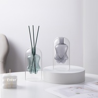 Diffuseur de parfum en verre borosilicate pour aromathérapie, design patte de chat, style européen, avec bâtonnets en rotin (sans flamme)