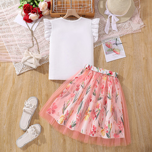 Conjuntos de Ropa Casual para Niñas OEM ODM Personalizados, Camisetas con Mangas Volantes, Faldas Tutú con Estampado de Dibujos Animados, Vestidos de Princesa para Niñas - Product Image 2