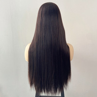 Perruque européenne et américaine tendance, marron, raie au milieu, cheveux longs et raides, fabriquée à la machine, densité 100%, en fibre haute température