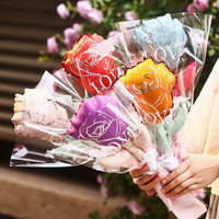 Ensemble de ballons en feuille d'aluminium multicolores en forme de rose, bouquet de fleurs gonflable portable pour fête, Saint-Valentin, alimenté par piles, utilisation extérieure, sac cadeau