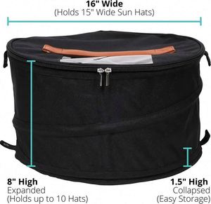 BSCI Factory Waterproof Pop up Large <b>Hat</b> Travel Case Collapsible <b>Hat</b> <b>Box</b> Storage Bag Organizer with Leather Handle - Product Image 2