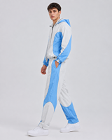 Ensemble de survêtement coupe-vent personnalisé MENGTU avec veste à capuche zippée et pantalon de jogging en nylon