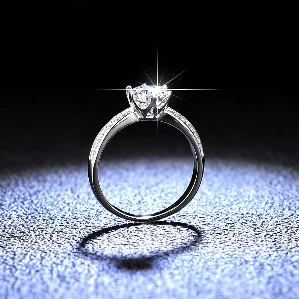 Moda de luxo moissanite 925 prata esterlina anéis de casamento noivado mulheres finas jóias 18k anel de ouro Preços por atacado