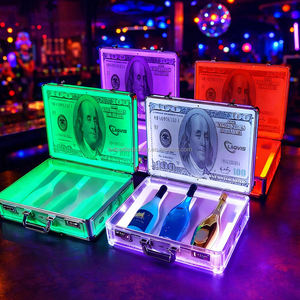 Décoration de fête amusante : Valise lumineuse Dollar US avec billets LED couleur personnalisée pour affichage publicitaire de bouteilles, facile à utiliser - Product Image 6