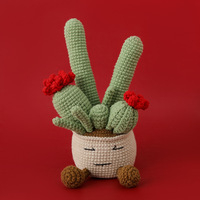 Plante succulente à double tête en laine crochetée, grande plante en pot, cactus multi-têtes, écologique, d'intérieur