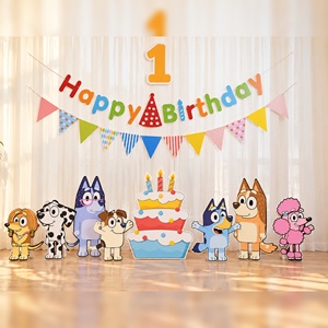 Ensemble <span class=keywords><strong>de</strong></span> standees d'anniversaire sur le thème <span class=keywords><strong>de</strong></span> Bluey, découpes en carton <span class=keywords><strong>de</strong></span> personnages <span class=keywords><strong>de</strong></span> dessins animés, impression numérique, accessoires <span class=keywords><strong>de</strong></span> toile <span class=keywords><strong>de</strong></span> fond pour photomaton <span class=keywords><strong>de</strong></span> fête pour bébé - Product Image 1