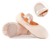 Chaussons de danse BW16 en toile élastique à semelle souple en cuir motif patte de chat pour filles – Vente en gros, chaussures d'entraînement de yoga, directement de l'usine