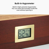 Humidor à cigares de bureau JH grande capacité à double couche, boîte de rangement en bois classique avec couvercle en verre et finition laquée