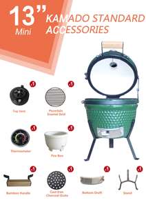 Equipo De Cocina Profesional 13-29 \ "Cerámica Moderna Kamado Parrilla De Carbón Fumador Asador De Carbono <span class=keywords><strong>Para</strong></span> Terraza <span class=keywords><strong>BBQ</strong></span> - Product Image 3
