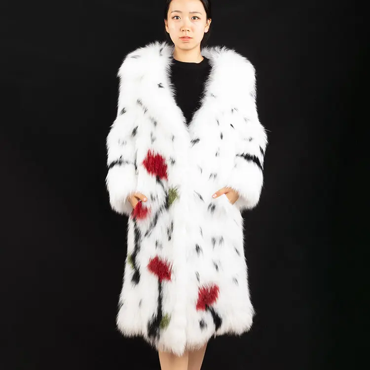 Giá Bán Buôn Fur Coat Fluffy Dài Dệt Kim Bất Fox Fur Coat Đối Với Phụ Nữ