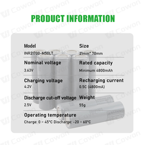 Baterías de Iones de Litio INR21700-M50LT INR21700 M50LT 21700-M50LT 4000mAh 3.7V 4800mAh 5000mAh, Celdas de Batería 21700 - Product Image 2