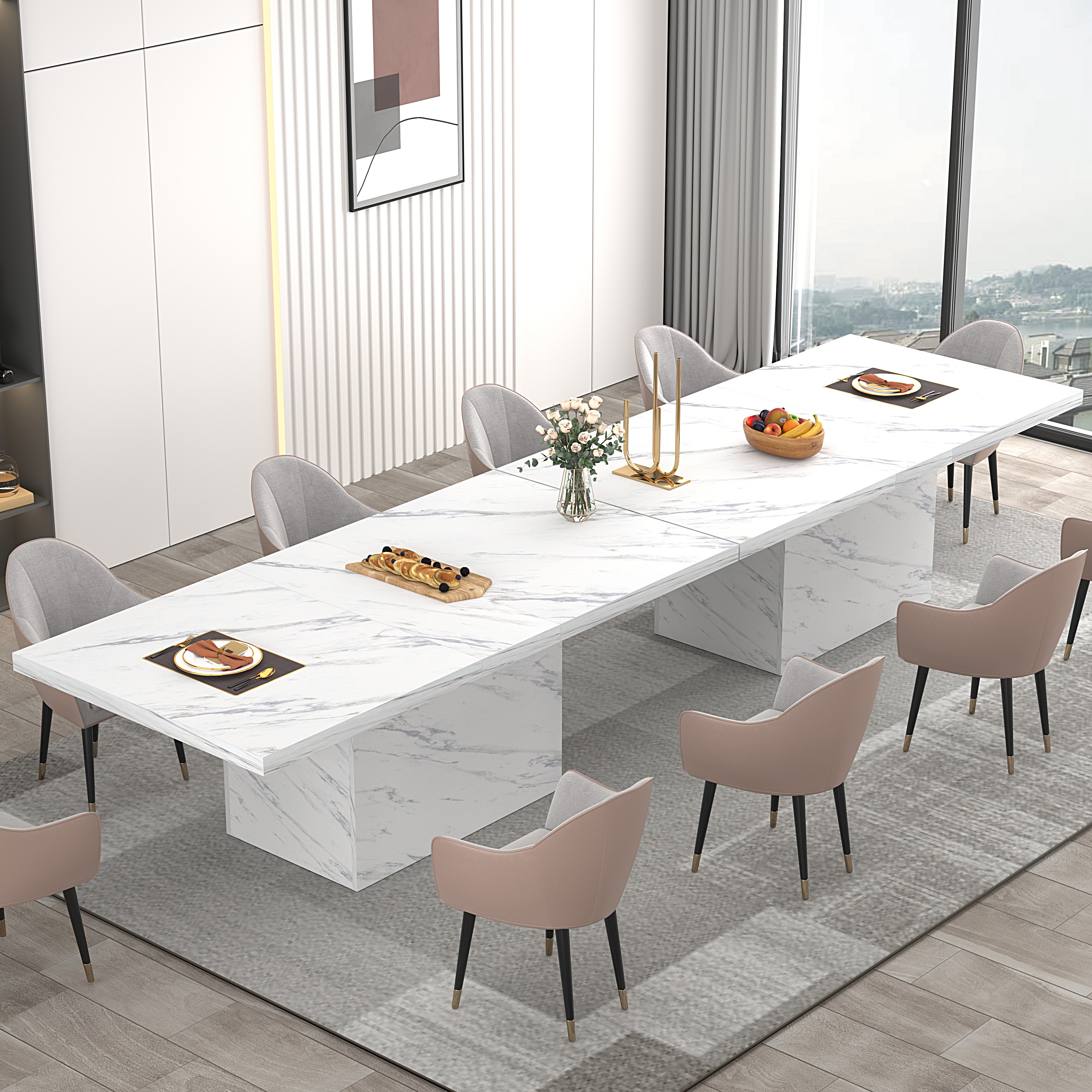dining table marble with extender