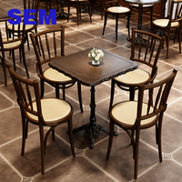 Ensemble table et chaises en bois massif SEM Retro Coffee Shop, style américain, restaurant occidental, pâtisserie, bar, tables et chaises rondes