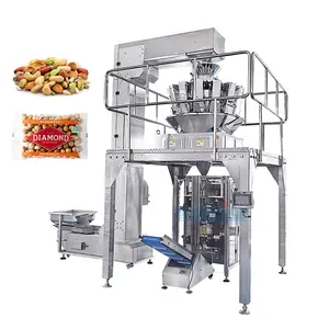 Máquina vertical de alta precisión para embalaje de frutas secas, pesador multicabezal a 1kg de 50g, máquina de envasado de frutas secas y nueces mezcladas