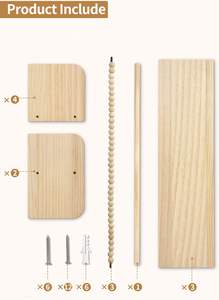 رف عائم جداري للحضانة، رف تخزين من 3 قطع من الخشب الصلب الطبيعي لغرف الأطفال وغرف النوم وتزيين الحضانة - Product Image 5