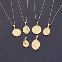 Pendentif Collier en Acier Inoxydable Religieux Bouddhiste Mary Coin Médaille Scenic Spot Bijoux Unisexe Ange Plus Cent Colonne Pendentif