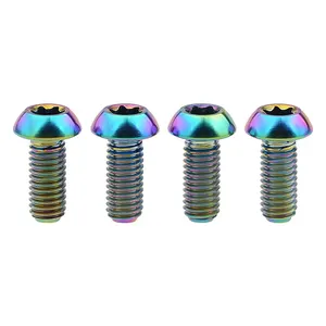 Parafuso de parafuso de liga de titânio, parafuso de hexágono de bicicleta, cabeça de arco-íris, parafuso de torx de titânio anodizado personalizado