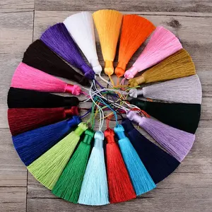 New Hot Selling 26 Color 8CM Anti Wrinkle Vertical Silk Hanging Tassels Bookmarks Clothing Hair Bag Accessories Tassel Fringe