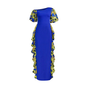 Vestido de noche estilo africano <span class=keywords><strong>2022</strong></span> con diseño de hombros descubiertos, vestido largo de manga abullonada de tela encerada para mujer, para plataforma de comercio electrónico. - Product Image 2