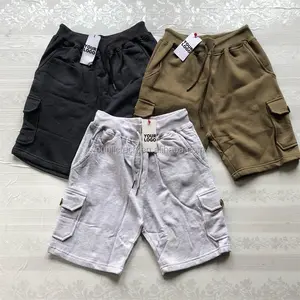 Personalizado al por mayor de 6 bolsillo de carga pantalones cortos de los hombres de la mitad pantalones cortos para Hommes hombres French Terry Cargo corto para los hombres