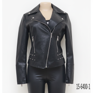 Da donna elegante giacca in finta pelle con cerniera in pelle sintetica capospalla colletto con cappuccio Logo personalizzato per le stagioni autunnali primaverili - Product Image 1